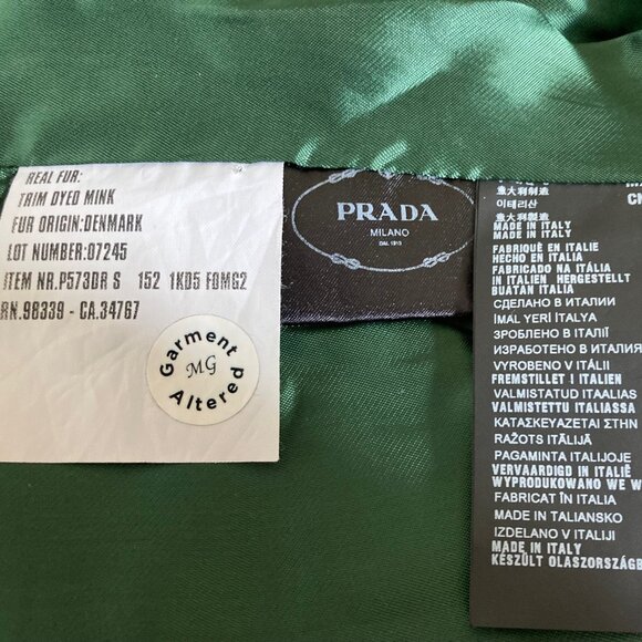 Prada Fall 2015 Green Tweed Ensemble Pants Vest with Mink Fur Accents IT 42 US 6 - Picture 11 of 16